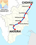 Vaigai Express (Madurai-Chennai) Route map.jpg