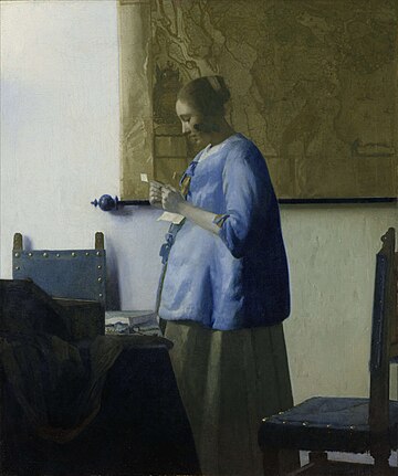 La Femme en bleu lisant une lettre, vers 1662-1665, 46,5 × 39 cm, Rijksmuseum Amsterdam.