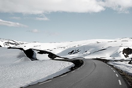 Road RV13 over Vikafjellet. Note that this picture is taken in June!