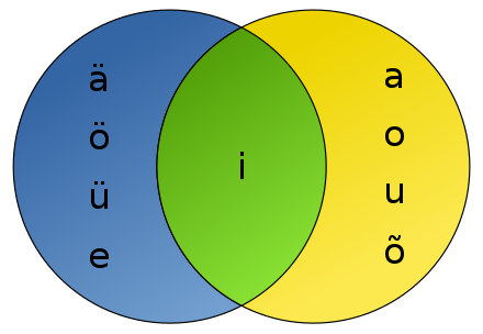 A diagram featuring vowel harmony in Votic.
