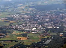 Vista aérea de Beauvais mirando al oeste.