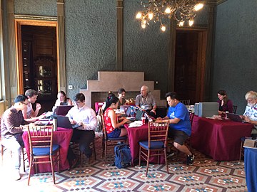 Edit-a-thon in progress at the Heurich House Museum