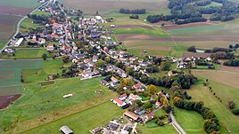 Aerial photo, the Hüttertal begins at the top right