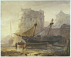 W. Nuijen, Ships in a French Harbor at Low Tide, 1836, black chalk and watercolor on paper, 31.2 x 38.6 cm Rijksmuseum