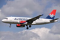 YU-APC Airbus A319 Air Serbia (13923074995).jpg