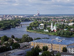 Drönarbild över Tver och Volga.