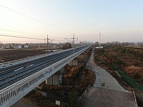 建设完成的连镇铁路-高邮段(图右为京沪高速).jpg