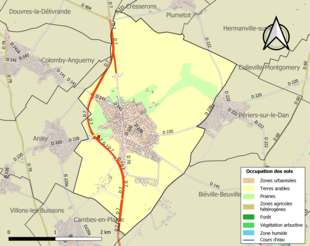 Barevná mapa znázorňující využití půdy.