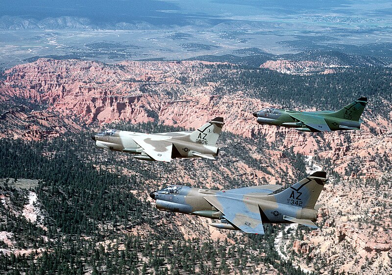 File:152d Tactical Fighter Squadron A-7D Corsair IIs near Tucson.jpg