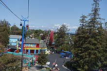 The original Fort Fun area (now Planet Snoopy) in 2017, from the Eagle's Flight/Delta Flyer Von Roll skyride 2017.04.09 California's Great America (33125113654).jpg