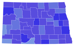 Results by county:
Christiansen
50-60%
60-70%
70-80%
80-90% 2022 ND US Senate Democratic primary.svg