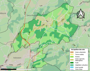 Barevná mapa znázorňující využití půdy.