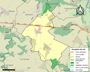 Carte en couleurs présentant l'occupation des sols.