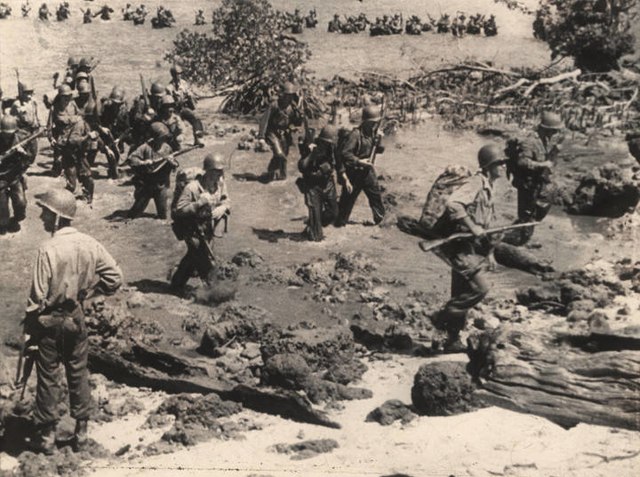Soldiers of the division landing on Morotai