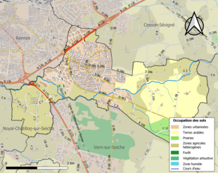 Carte en couleurs présentant l'occupation des sols.