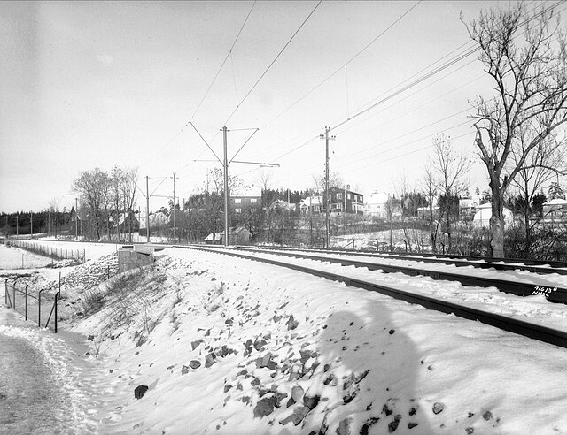 A 1935 photo of the Sognsvann Line near Vestgrensa