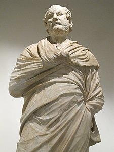 Statue of Aeschines, Greek statesman and one of the ten Attic orators, found in the large peristyle