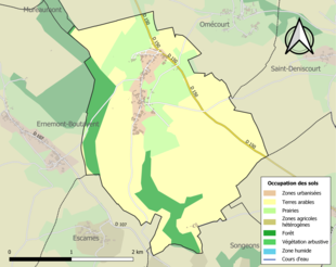 Carte en couleurs présentant l'occupation des sols.