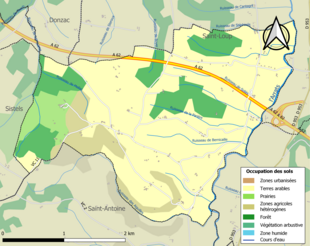 Barevná mapa znázorňující využití půdy.