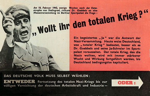 An example of a World War II era leaflet meant to be dropped from an American B-17 over a German city (see the file description page for a translation)