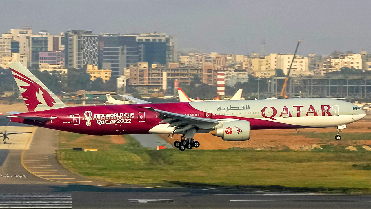 File:A7-BEB - Qatar Airways (FIFA World Cup 2022 Livery) - Boeing 777-3DZER - 43215 - VGHS.jpg - Wikimedia Commons