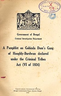 Criminal Tribes Act Legislation in British India