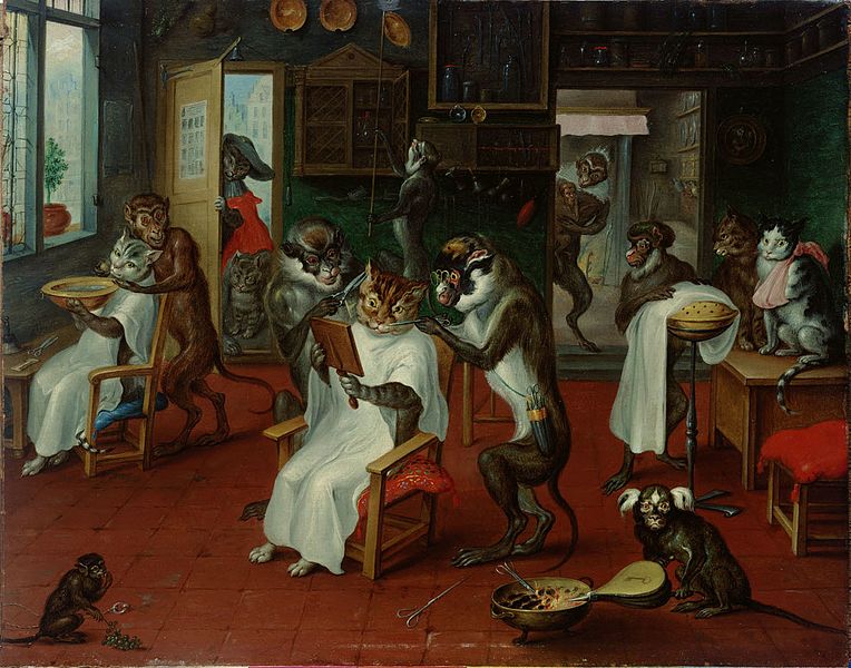 File:Abraham Teniers - Barbershop with monkeys and cats.jpg