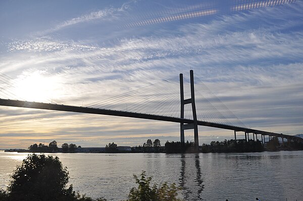 The Alex Fraser Bridge links Delta to New Westminster and Richmond.