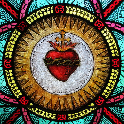 All Saints Catholic Church (St. Peters, Missouri) - stained glass, sacristy, Sacred Heart detail