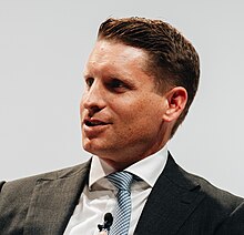 Andrew Hastie in panel discussion on the idea of a liberal democracy, ARC Forum 2023, 30 October 2023 (cropped).jpg