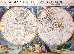 Antique World Map of Continents and Oceans 1700