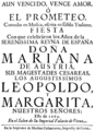 English: Antonio Draghi - El Prometeo - title page of the spanish libretto - Vienna 1669