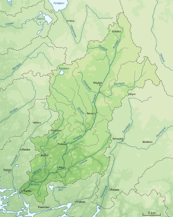 Kartta Aurajoen vesistön valuma-alueesta.