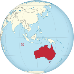 Australia on the globe (Cocos (Keeling) Islands special) (Southeast Asia centered).svg