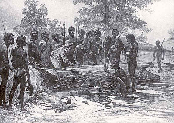 Artist's impression from the 1880s of the treaty being signed