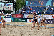 Deutsch: Beachhandball Europameisterschaften 2019 (Beach handball Euro); Tag 6: 7. Juli 2019 – Spiel um Platz Drei, Frauen, Kroatien-Niederlande 0:2 (14:23, 20:22) English: Beach handball Euro; Day 6: 7 July 2019 – Women's Bronze Medal Match – Croatia-Netherlands 0:2 (14:23, 20:22)