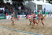 Deutsch: Beachhandball Europameisterschaften 2019 (Beach handball Euro); Tag 6: 7. Juli 2019 – Frauenfinale, Dänemark-Ungarn 2:0 (18:12, 23:22) English: Beach handball Euro; Day 6: 7 July 2019 – Women's Final – Denmark-Hungary 2:0 (18:12, 23:22)