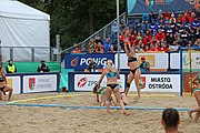 Deutsch: Beachhandball Europameisterschaften 2019 (Beach handball Euro); Tag 6: 7. Juli 2019 – Frauenfinale, Dänemark-Ungarn 2:0 (18:12, 23:22) English: Beach handball Euro; Day 6: 7 July 2019 – Women's Final – Denmark-Hungary 2:0 (18:12, 23:22)