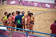 Deutsch: Beachhandball bei den Olympischen Jugendspielen 2018; Tag 6, 12. Oktober 2018; Mädchen, Hauptrundenspiel – Chinesisch Taipei (Taiwan)-Paraguay 0:2 English: Beach handball at the 2018 Summer Youth Olympics at 12 October 2018 – Girls Main Round – Chinese Taipei (Taiwan)-Paraguay 0:2