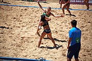 Deutsch: Beachhandball bei den Olympischen Jugendspielen 2018; Tag 4, 10. Oktober 2018; Mädchen, Vorrunde, Gruppe A - Ungarn-Chinese Taipei (Taiwan) 2:0 English: Beach handball at the 2018 Summer Youth Olympics at 10 October 2018 – Girls Preliminary Round Group A‎ – Hungary-Chinese Taipei 2:0