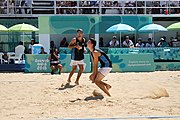 Deutsch: Beachvolleyball bei den Olympischen Jugendspielen 2018; Tag 11, 17. Oktober 2018; Jungen, Spiel um Platz 3 – Argentinien-Ungarn 2:0 (21–15/21–15) English: Beach volleyball at the 2018 Summer Youth Olympics at 17 October 2018 – Bronze Medal Match – Argentina-Hungary 2:0 (21–15/21–15)