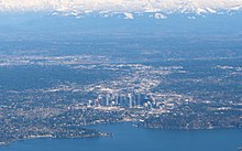 Aerial view of Bellevue skyline