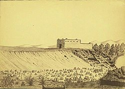 Daniel Jenks traveled to the Colorado Territory in 1859 in search of gold. While there, he made this sketch of Bent's New Fort, which is one of the earliest known images of the fort. Photo courtesy Library of Congress, Prints and Photographs Dept. Bent's New Fort.jpg