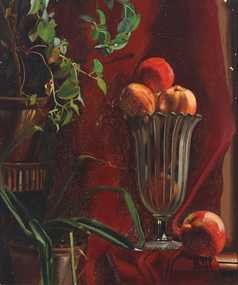 Opstilling med frugt i en vase