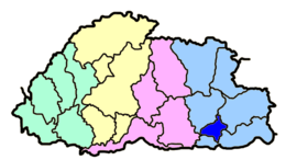 Locatie van het district Pemagatshel in Bhutan