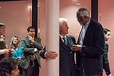 Bill Clinton and Bill Russell meet at 2014 Civil Rights Summit.jpg