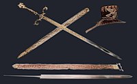 Blessed sword with scabbard and belt, and blessed hat awarded by Pope Innocent XI to King John III Sobieski in 1684, as well as the blade of the sword Pope Clement X intended to award him in 1674