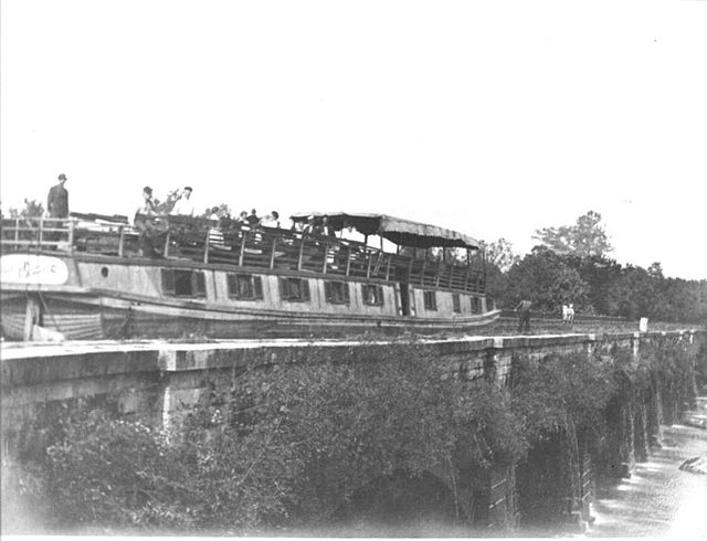Passenger (packet) boat on the Monocacy Aqueduct of the Chesapeake and Ohio Canal
