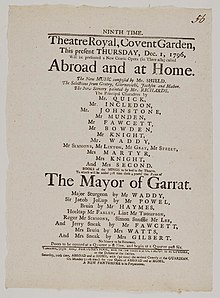 Playbill of Covent Garden, Thursday, Dec. 1, 1796, "Abroad and at home" including Mr and Mrs Knight Bodleian Libraries, Playbill of Covent Garden, Thursday, Dec. 1, 1796, announcing Abroad and at home &c..jpg