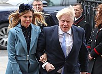 Johnson with his then-fiancee Carrie Symonds at the 2020 Commonwealth Day service Boris Johnson and Carrie Symonds on 2020 Commonwealth Day.jpg